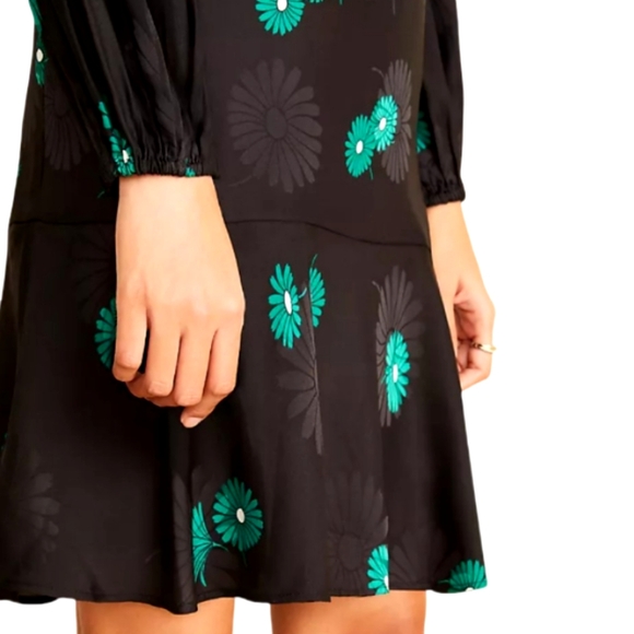 Ann Taylor | Floral Jacquard Flounce Shift Dress | Drop Waist | Floral Print | - Picture 3 of 9